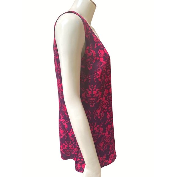 Cabi Red Floral Layered Sleeveless Blouse All Polyester Top Stylish Comfortable - Picture 4 of 10